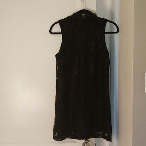 Black lace mini dress